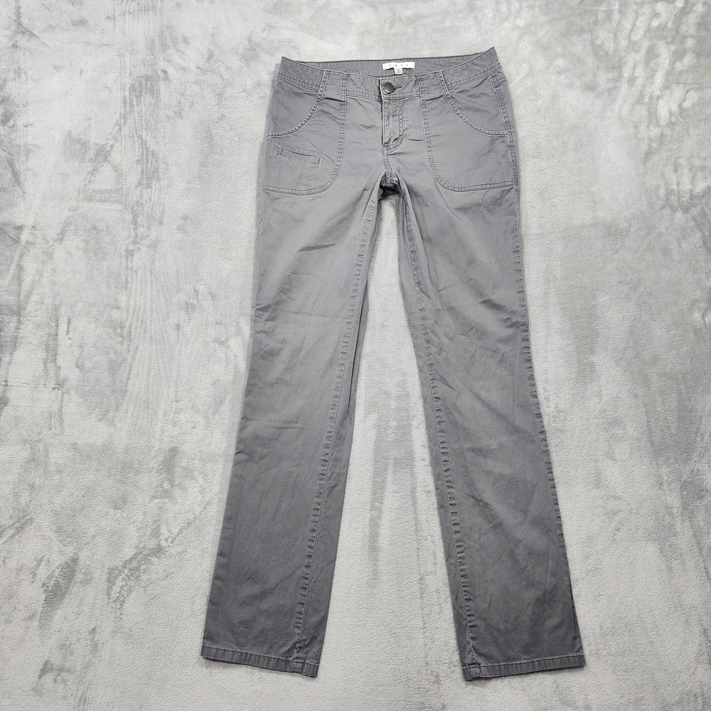 CAbi Pants Womens 4 Gray Sideline Straight Leg Mid Rise Chino Stretch Casual 799